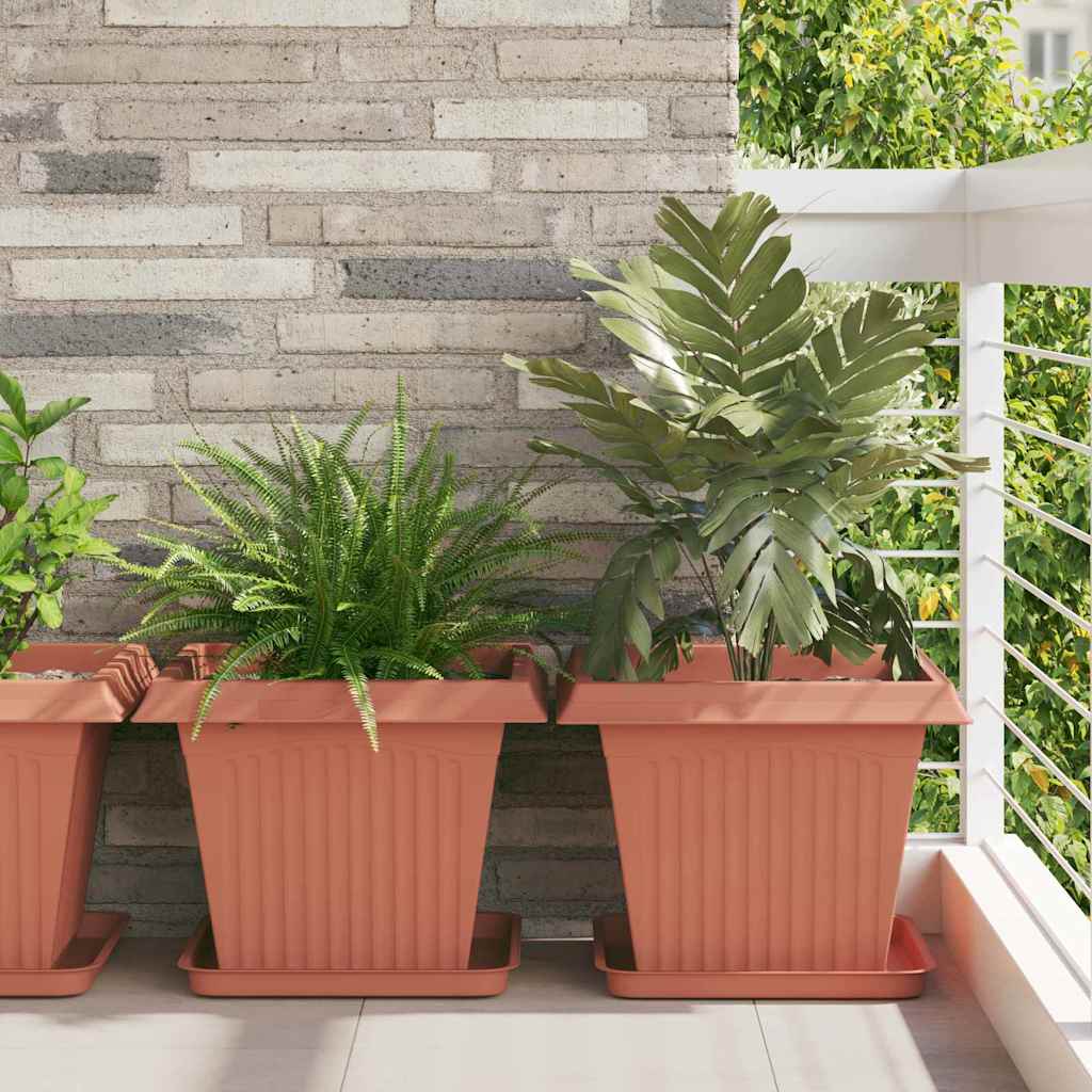 vidaXL Square Flower Tray 24 pcs Brick Red 36 x 36 x 2.5 cm Plastic 1