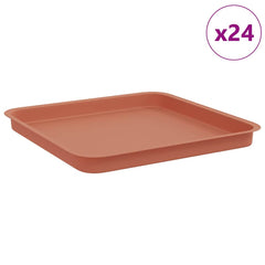 vidaXL Square Flower Tray 24 pcs Brick Red 36 x 36 x 2.5 cm Plastic 2