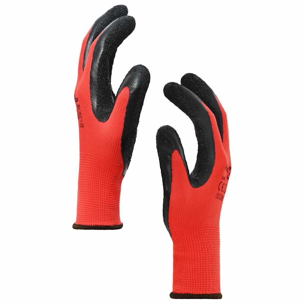 vidaXL Work Gloves 24 pcs Red and Black 8 / M Latex Coating 5