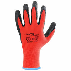 vidaXL Work Gloves 24 pcs Red and Black 9 / L Latex Coating 6