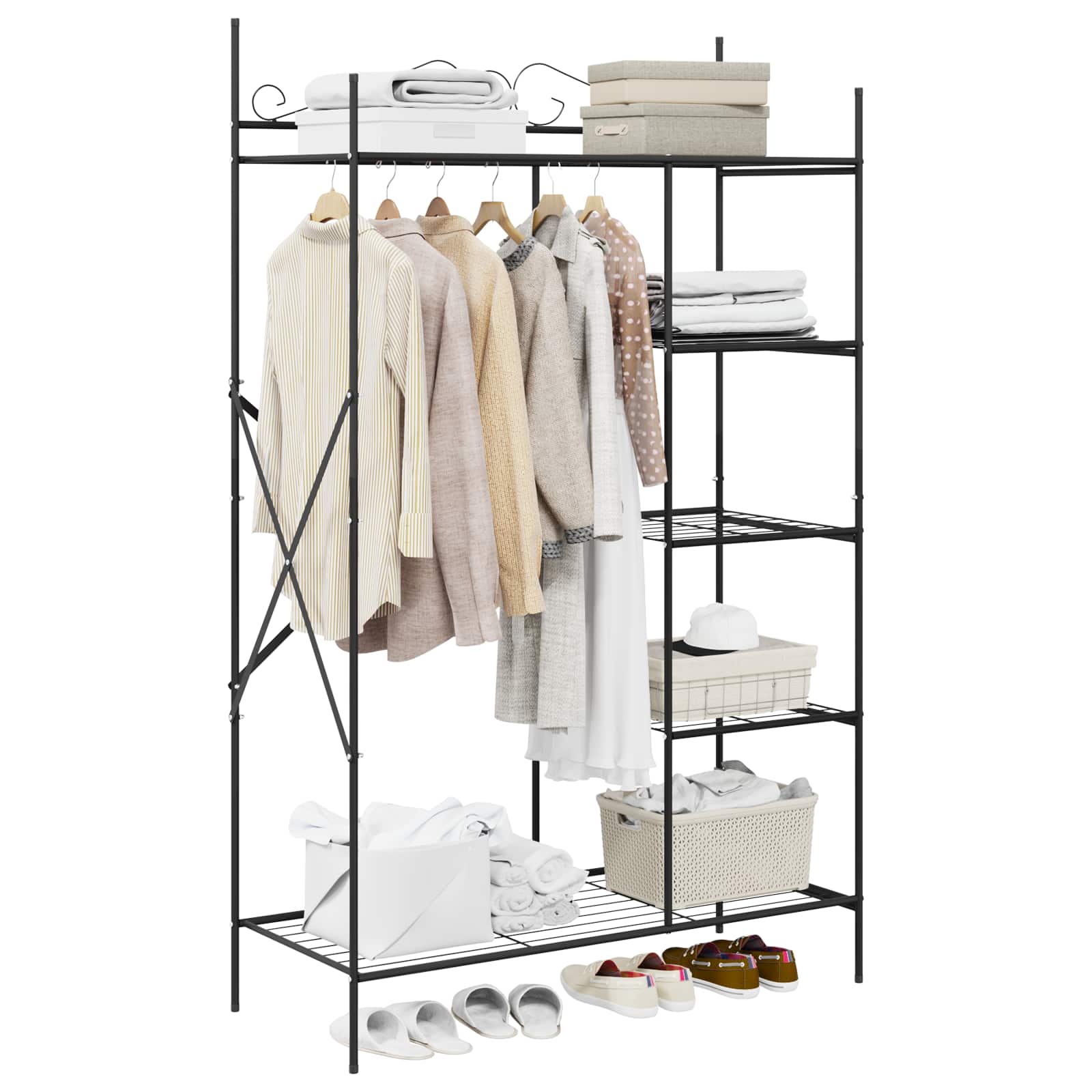 vidaXL Open Wardrobe with Shelf Black 104.5 x 45 x 172 cm Steel 3