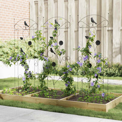 vidaXL Garden Fence 3 pcs Black 110 x 40 cm Steel 4
