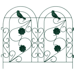 vidaXL Garden Fence 5 pcs Steel Green 5