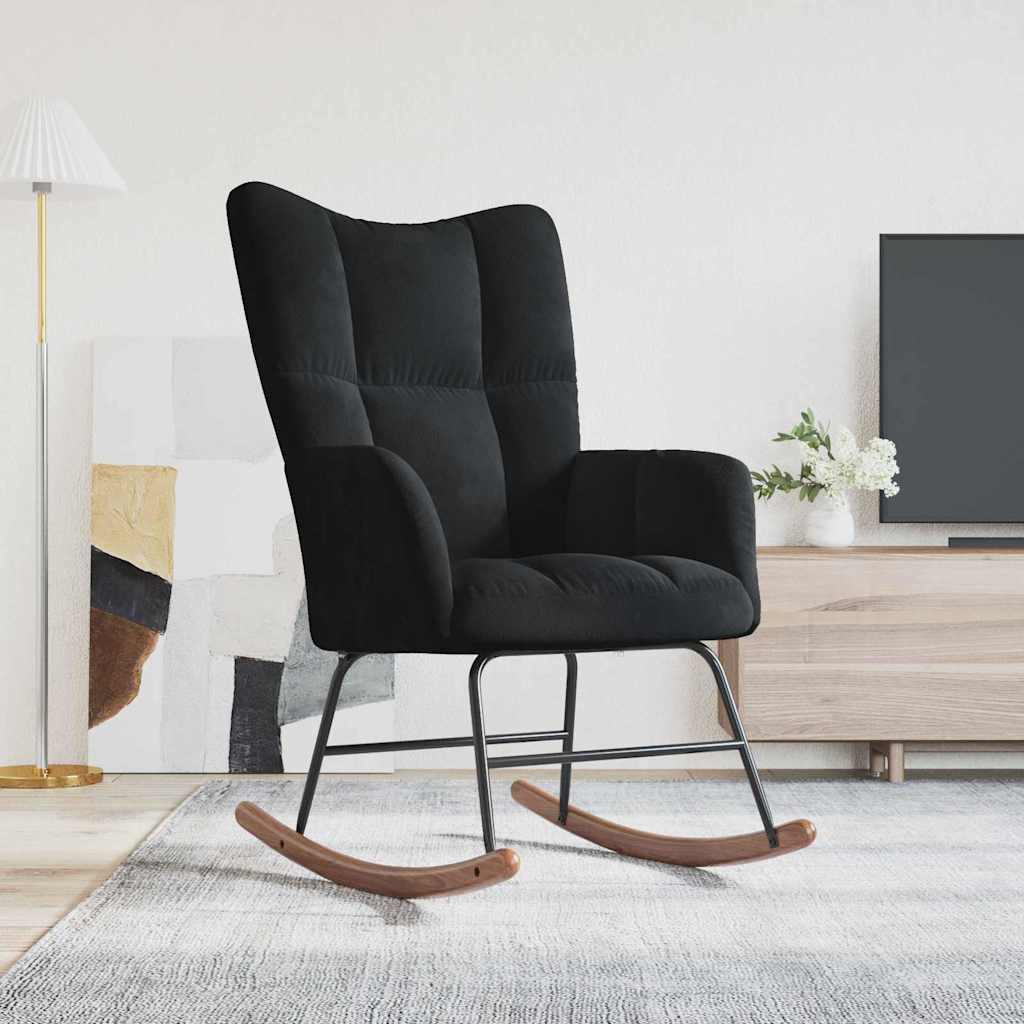 Rocking Chair 78 x 61 x 98 cm Velvet Black without footstool