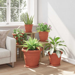 vidaXL Plant Pots 6 pcs Brick Red Ø 39 x 32 cm Plastic 4