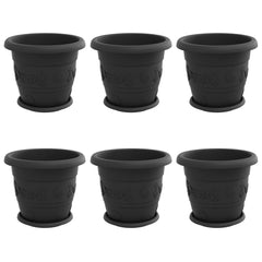 vidaXL Plant Pots 6 pcs Black Ø 30 x 25 cm Plastic 2