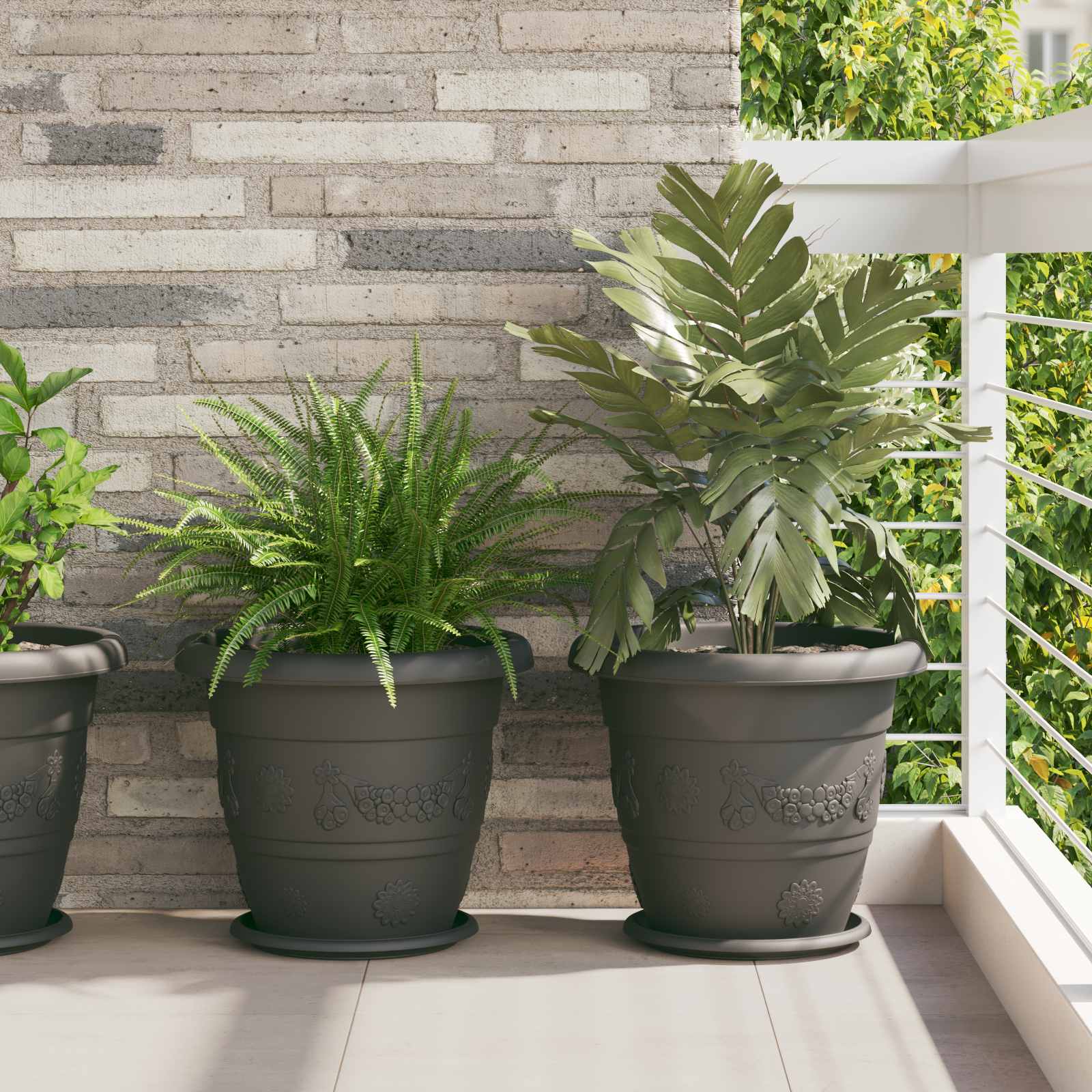 vidaXL Plant Pots 6 pcs Black Ø 39 x 32 cm Plastic 1