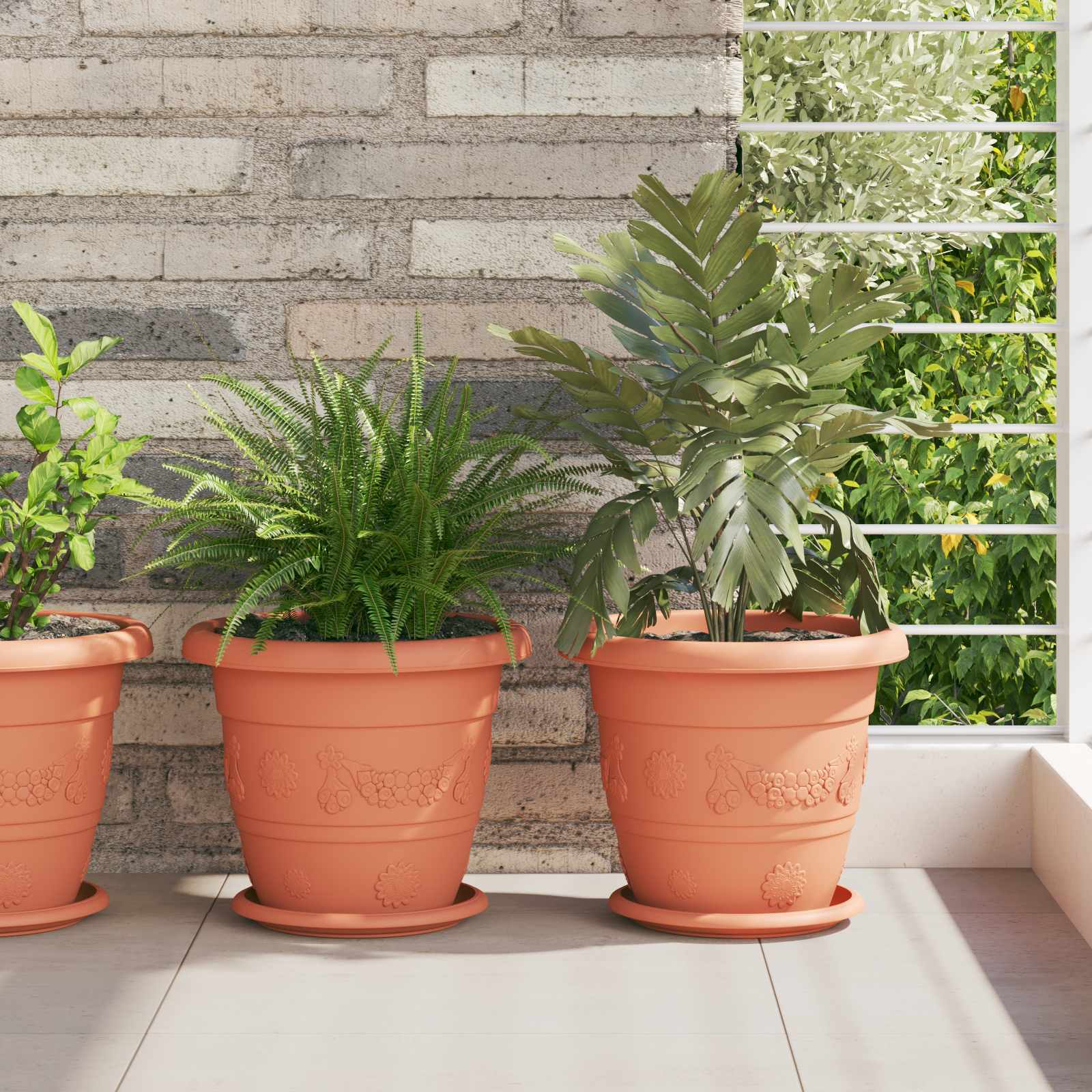 vidaXL Plant Pots 24 pcs Brick Red Ø 26 x 21.5 cm Plastic 1