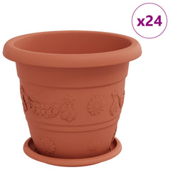 vidaXL Plant Pots 24 pcs Brick Red Ø 26 x 21.5 cm Plastic 2