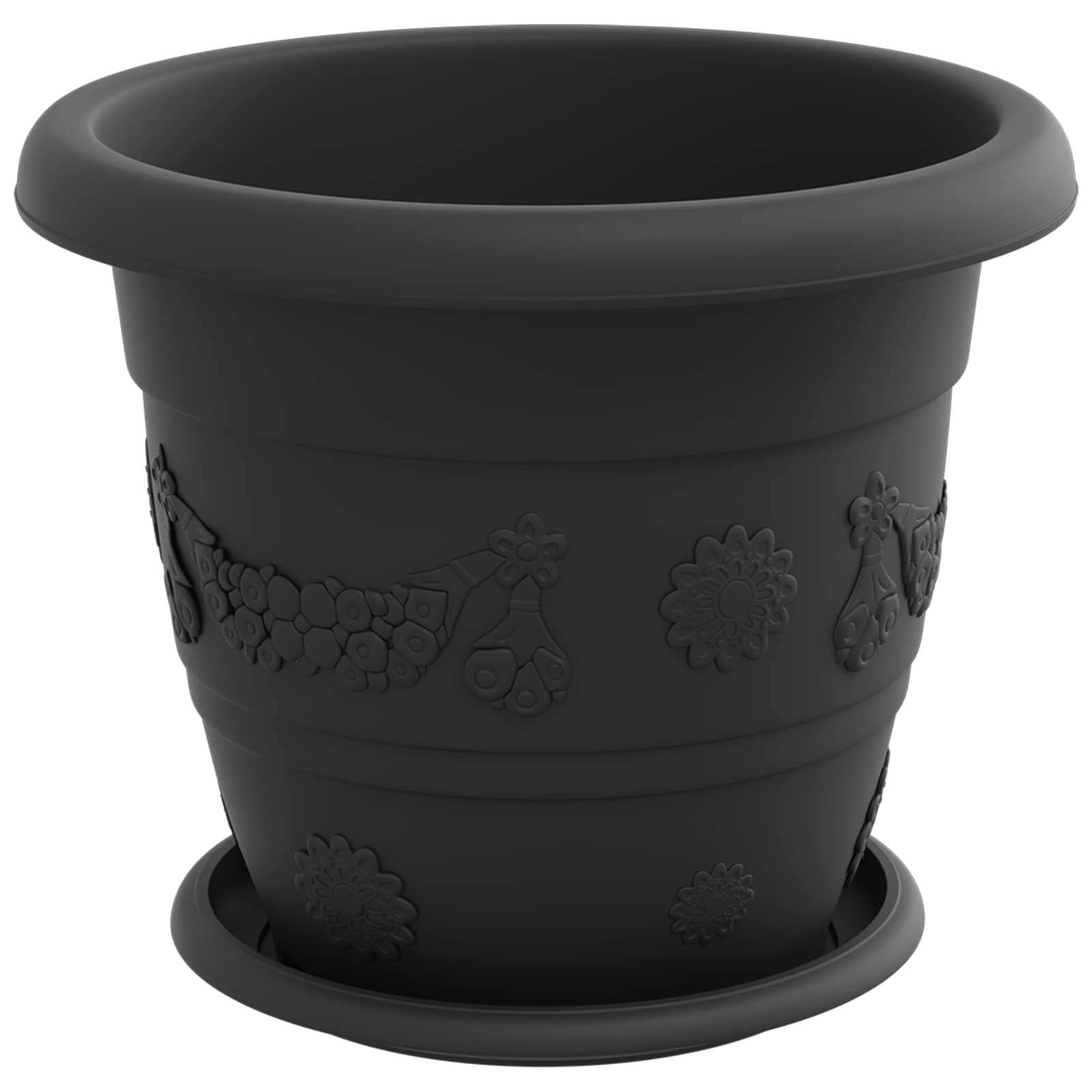 vidaXL Plant Pots 24 pcs Black Ø 26 x 21.5 cm Plastic 5