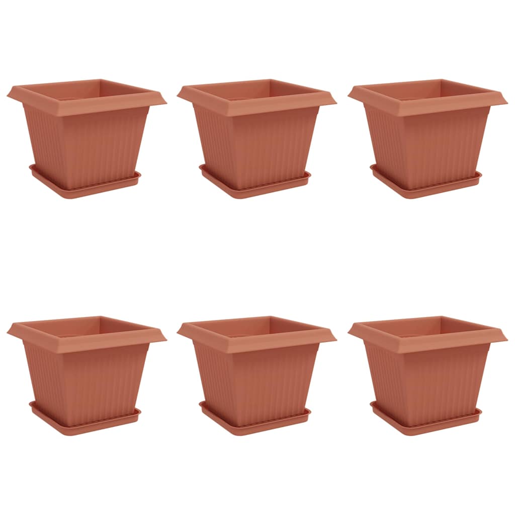 vidaXL Plant Pots 6 pcs Brick Red Plastic 2