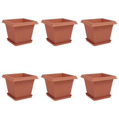 vidaXL Plant Pots 6 pcs Brick Red Plastic 2