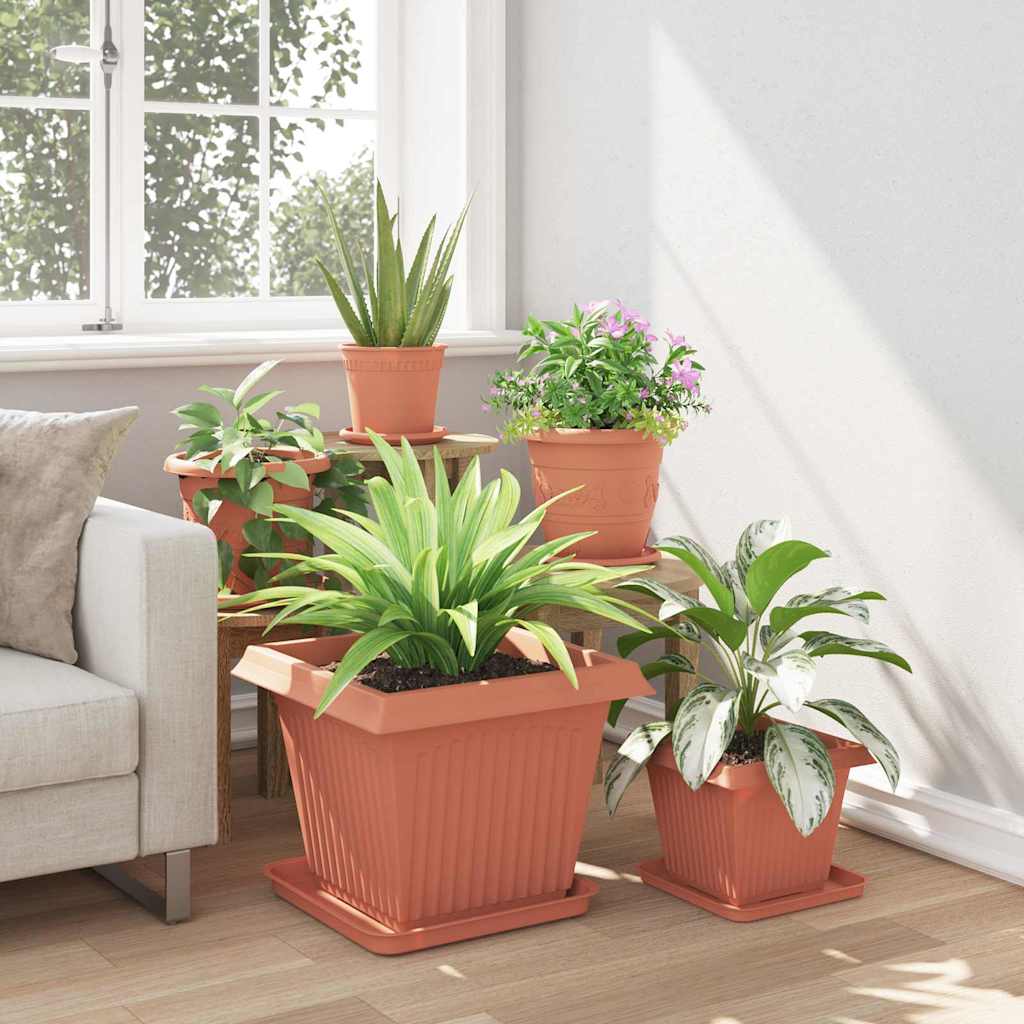 vidaXL Plant Pots 6 pcs Brick Red Plastic 4