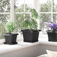 vidaXL Plant Pots 6 pcs Black Plastic 4