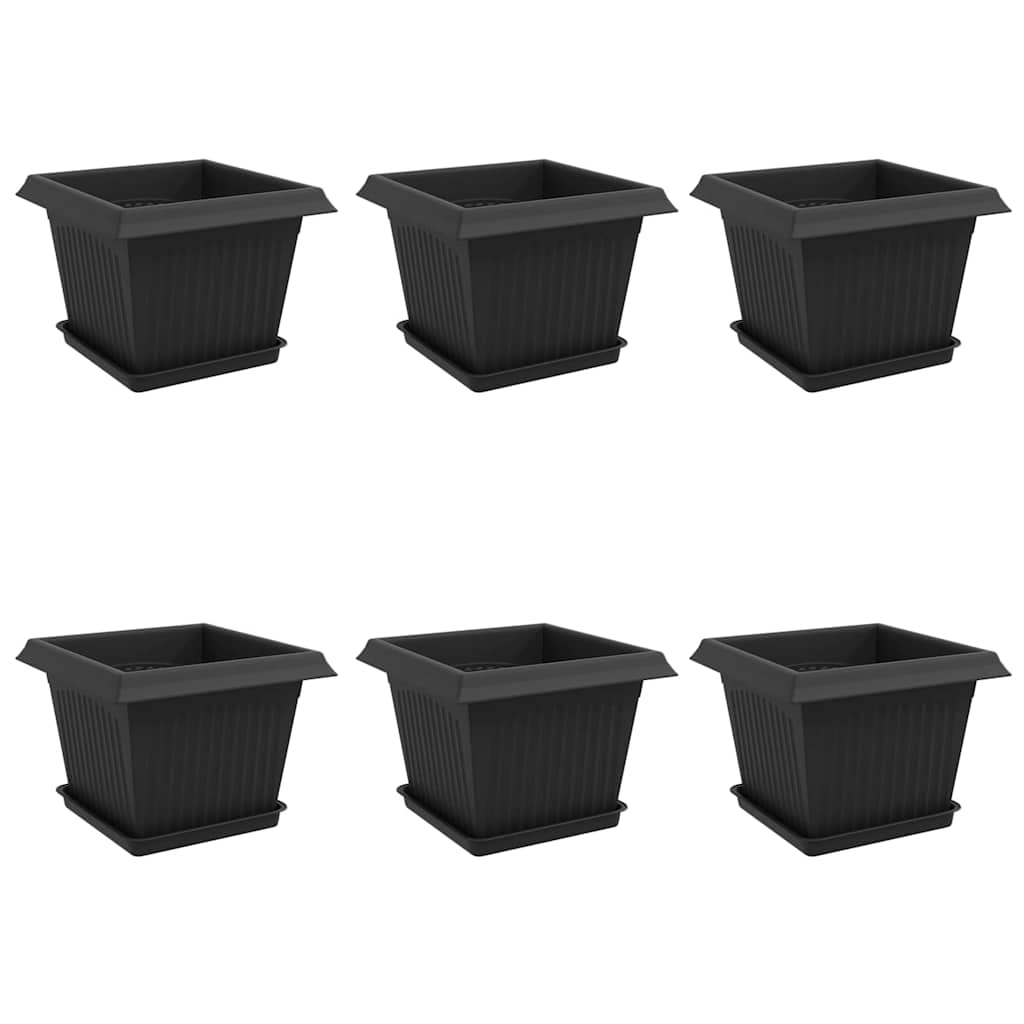 vidaXL Plant Pots 6 pcs Black Plastic 2