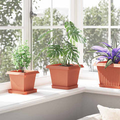vidaXL Plant Pots 24 pcs Brick Red Plastic 4