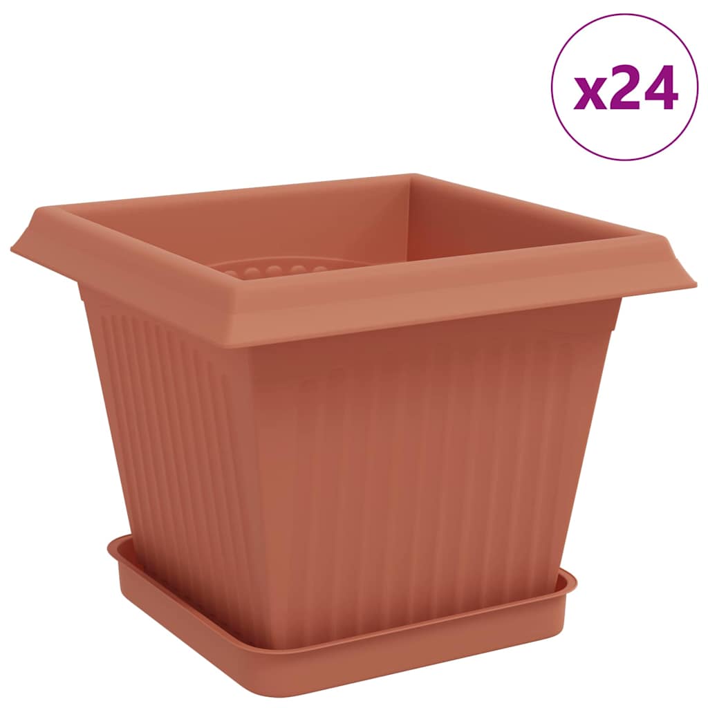 vidaXL Plant Pots 24 pcs Brick Red Plastic 2