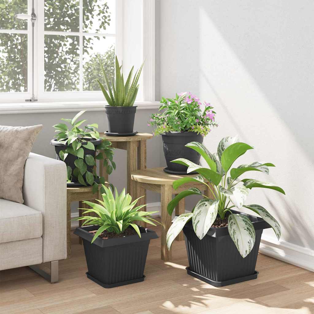 vidaXL Plant Pots 24 pcs Black Plastic 4