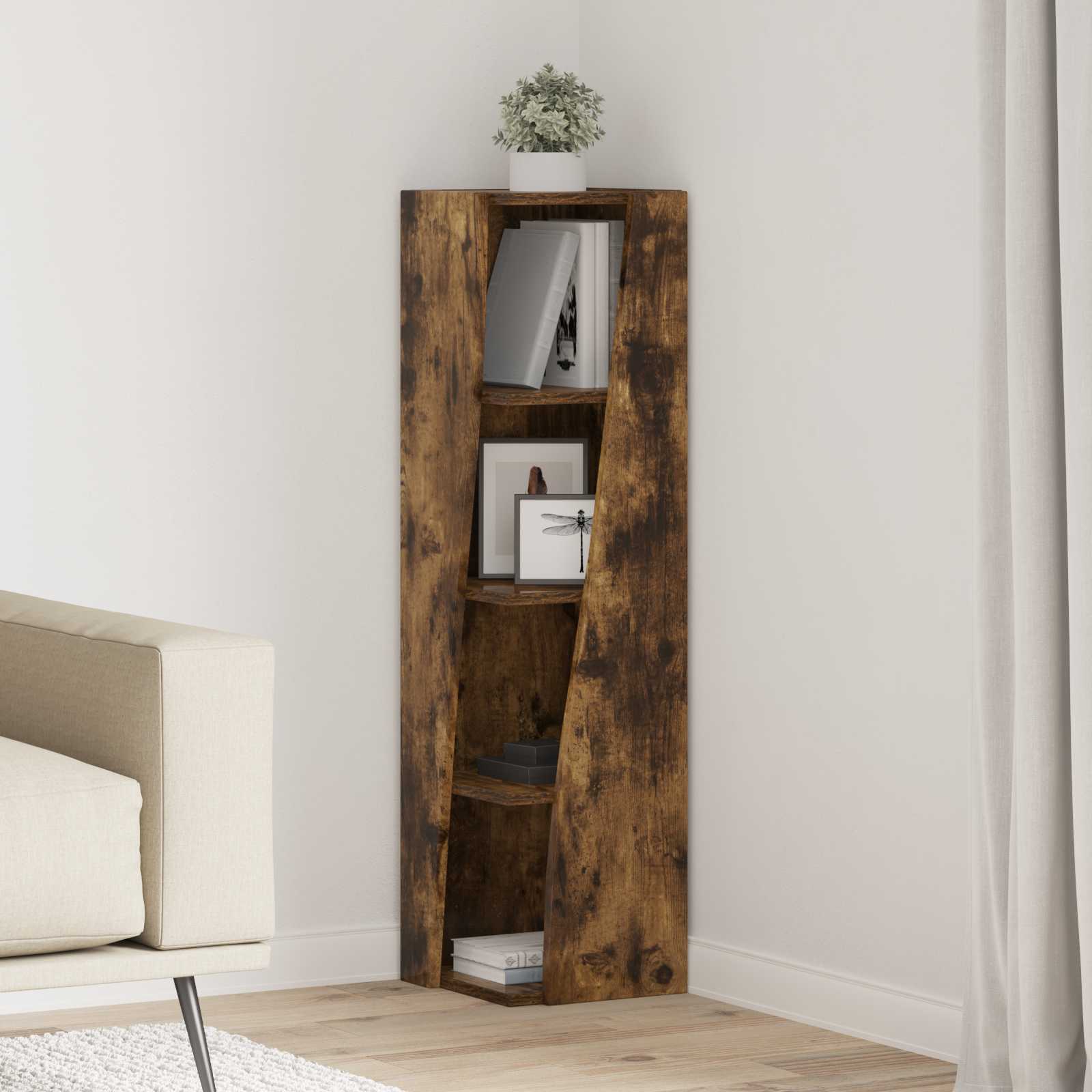 Corner Cabinet Engineered Wood Width 27.5 cm Smoked oak 102 cm