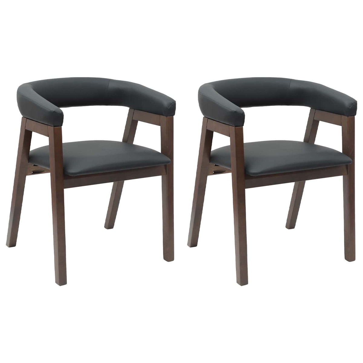 Dining Chairs 2 pcs Solid Rubber Wood White 54 x 57 x 73 cm Light brown and black
