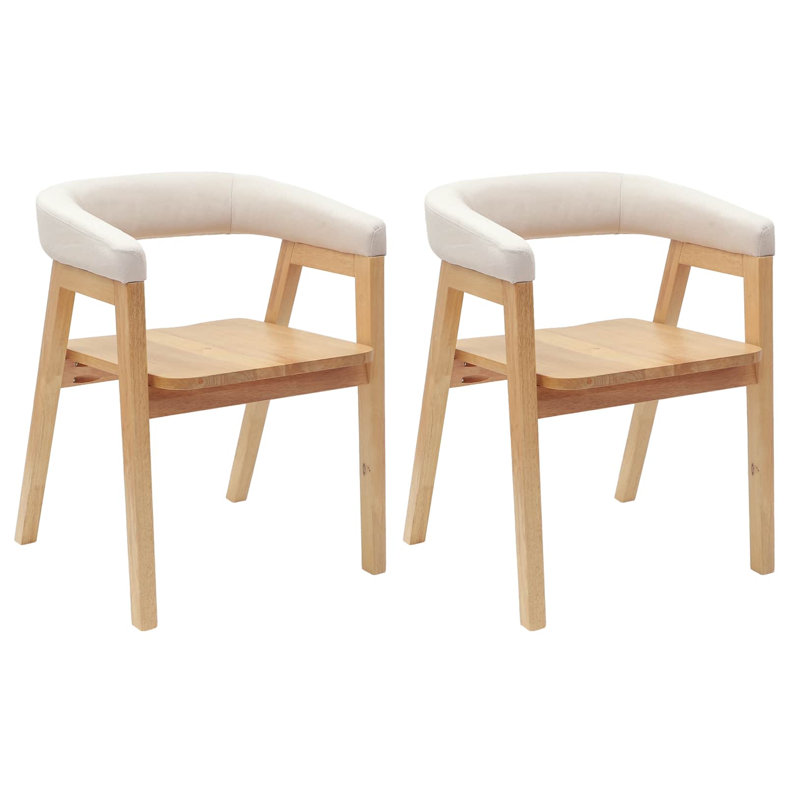 vidaXL Dining Chairs 2 pcs Solid Rubber Wood Natural 54 x 57 x 73 cm 2