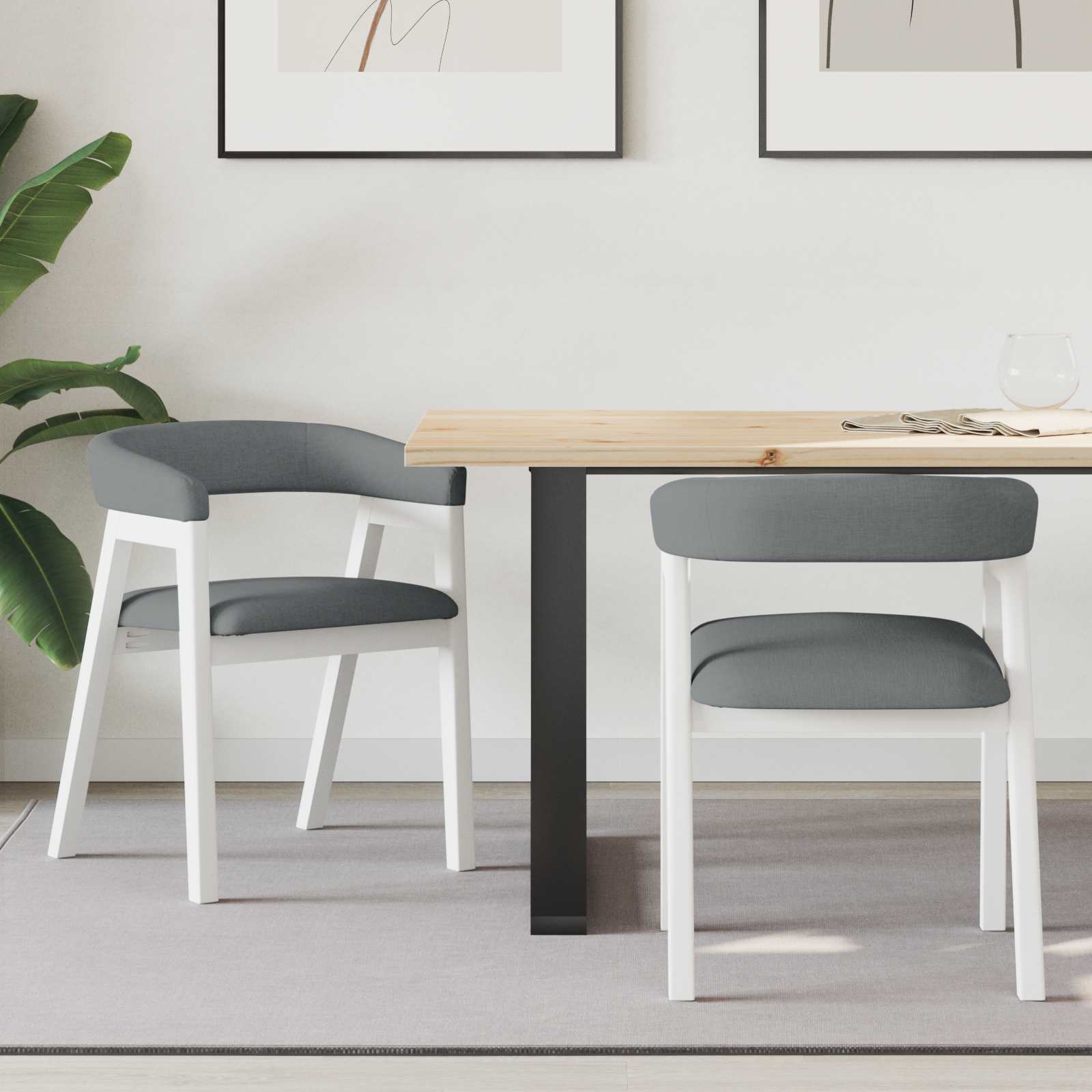 vidaXL Dining Chairs 2 pcs Solid Rubber Wood White 54 x 57 x 73 cm 1
