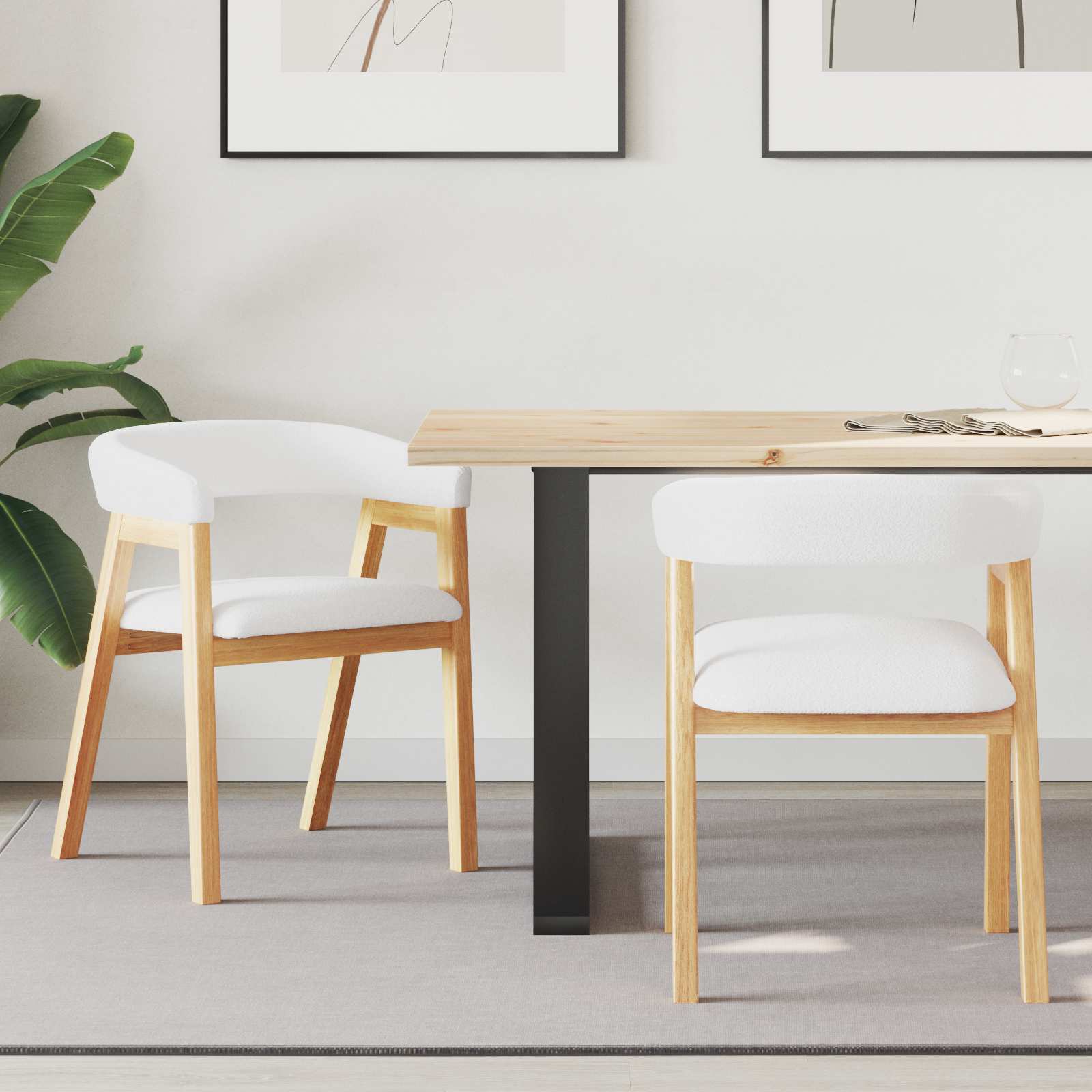 vidaXL Dining Chairs 2 pcs Solid Rubber Wood Natural 54 x 57 x 73 cm 1