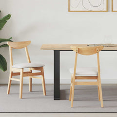 Dining Chairs 2 pcs Solid Rubber Wood White 42 x 47.5 x 81 cm Natural and light