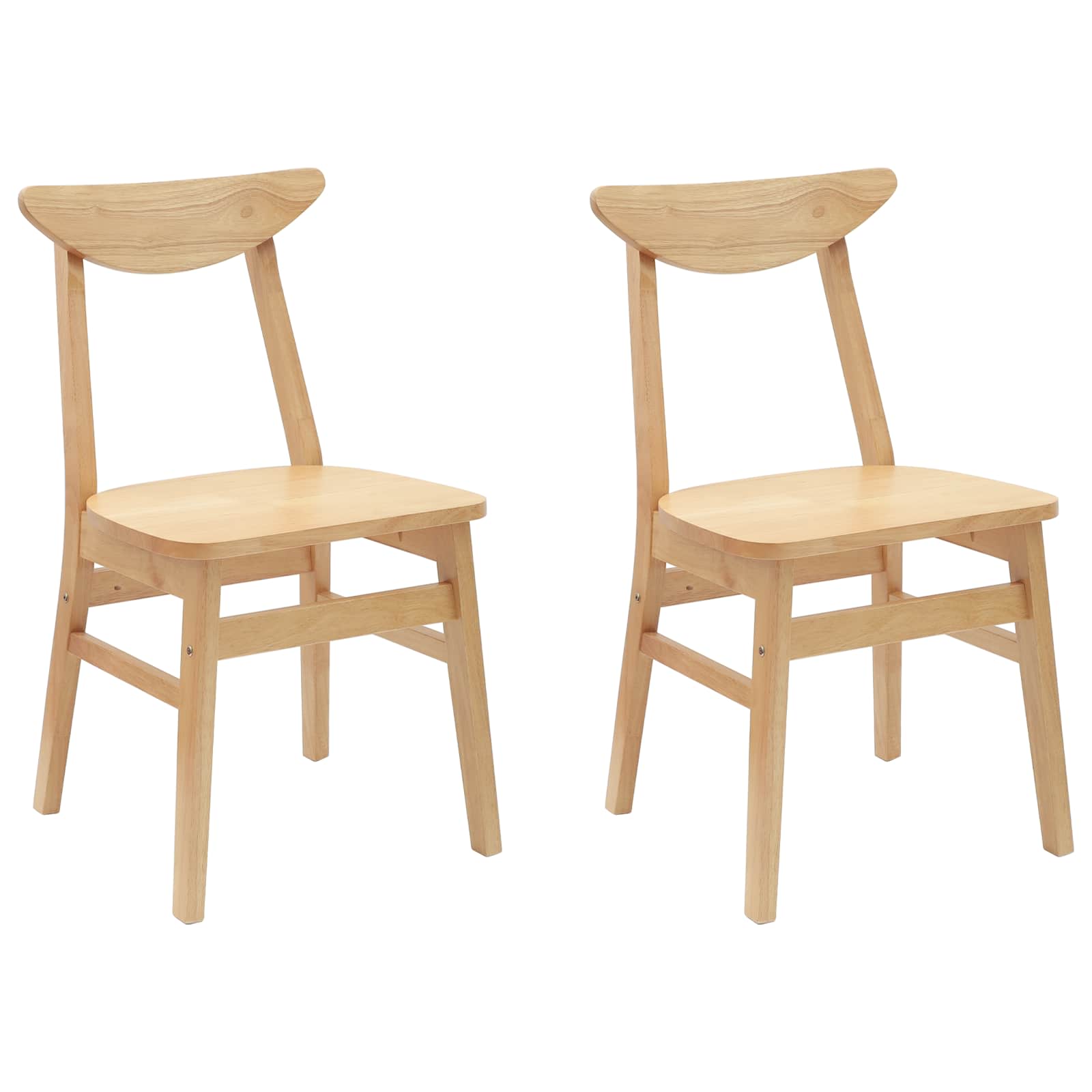 vidaXL Dining Chairs 2 pcs Solid Rubber Wood Natural 42 x 47.5 x 81 cm 2