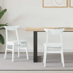 Dining Chairs 2 pcs Solid Rubber Wood White 42 x 47.5 x 81 cm White