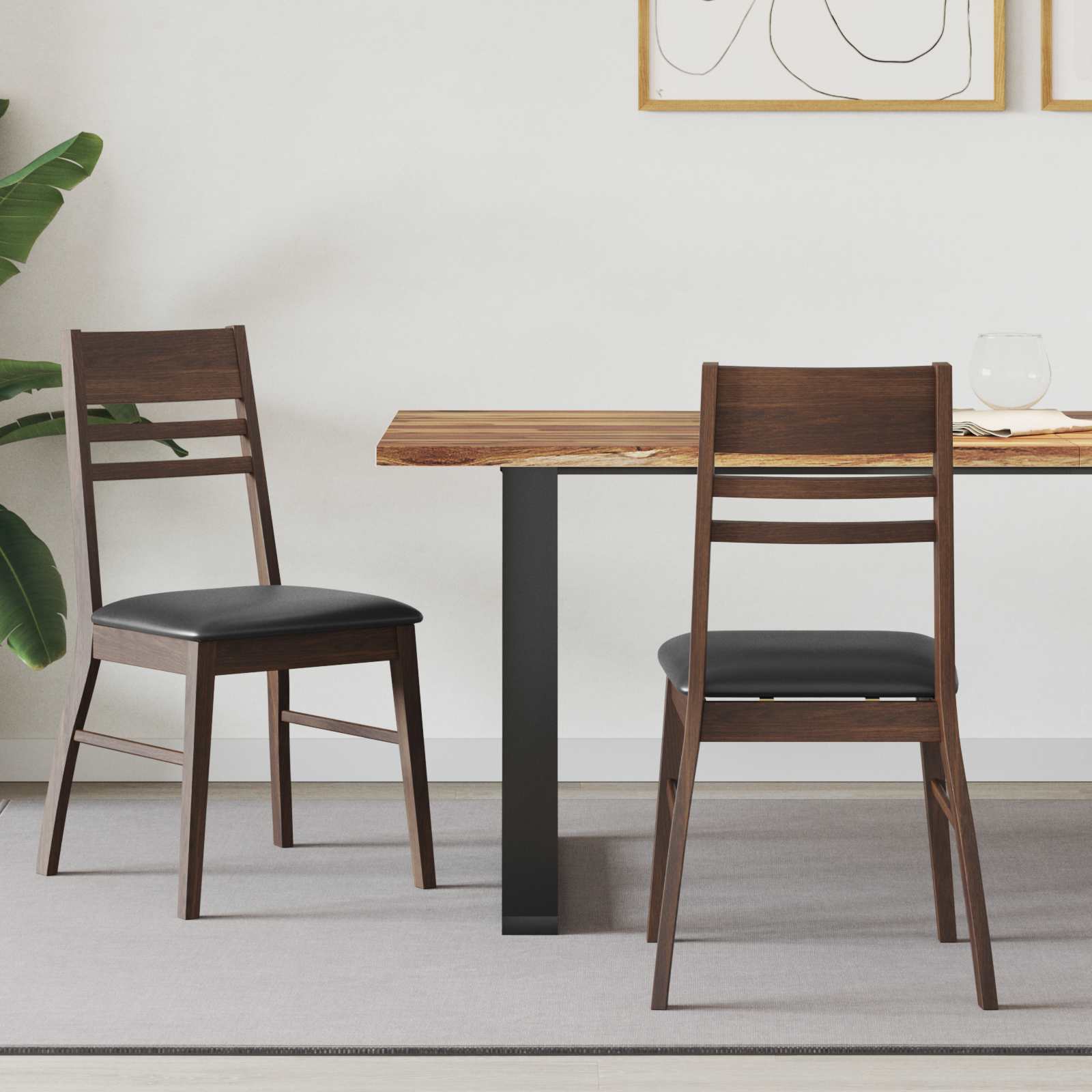 vidaXL Dining Chairs 2 pcs Solid Rubber Wood Light Brown 1