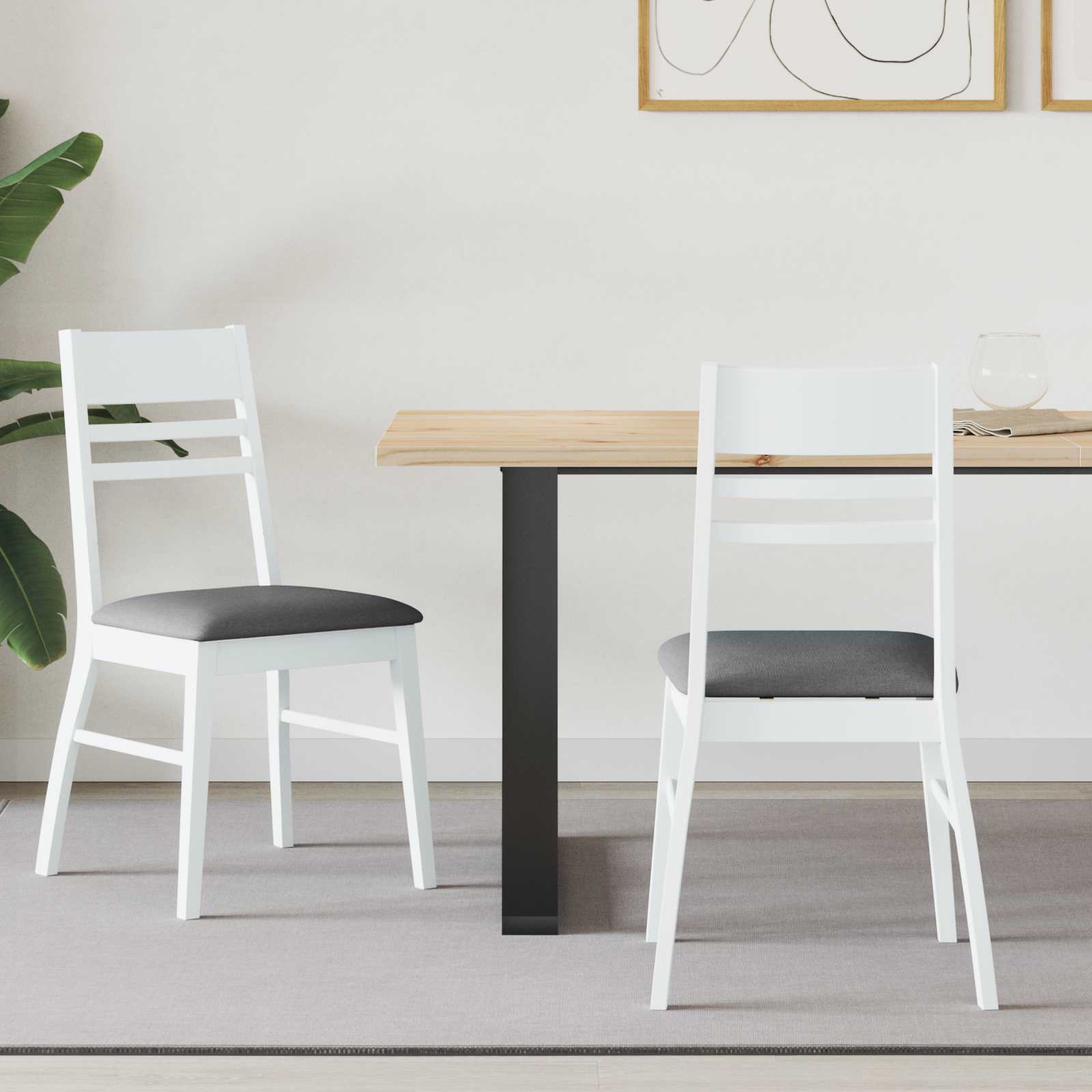 vidaXL Dining Chairs 2 pcs Solid Rubber Wood White 43 x 54 x 89 cm 1
