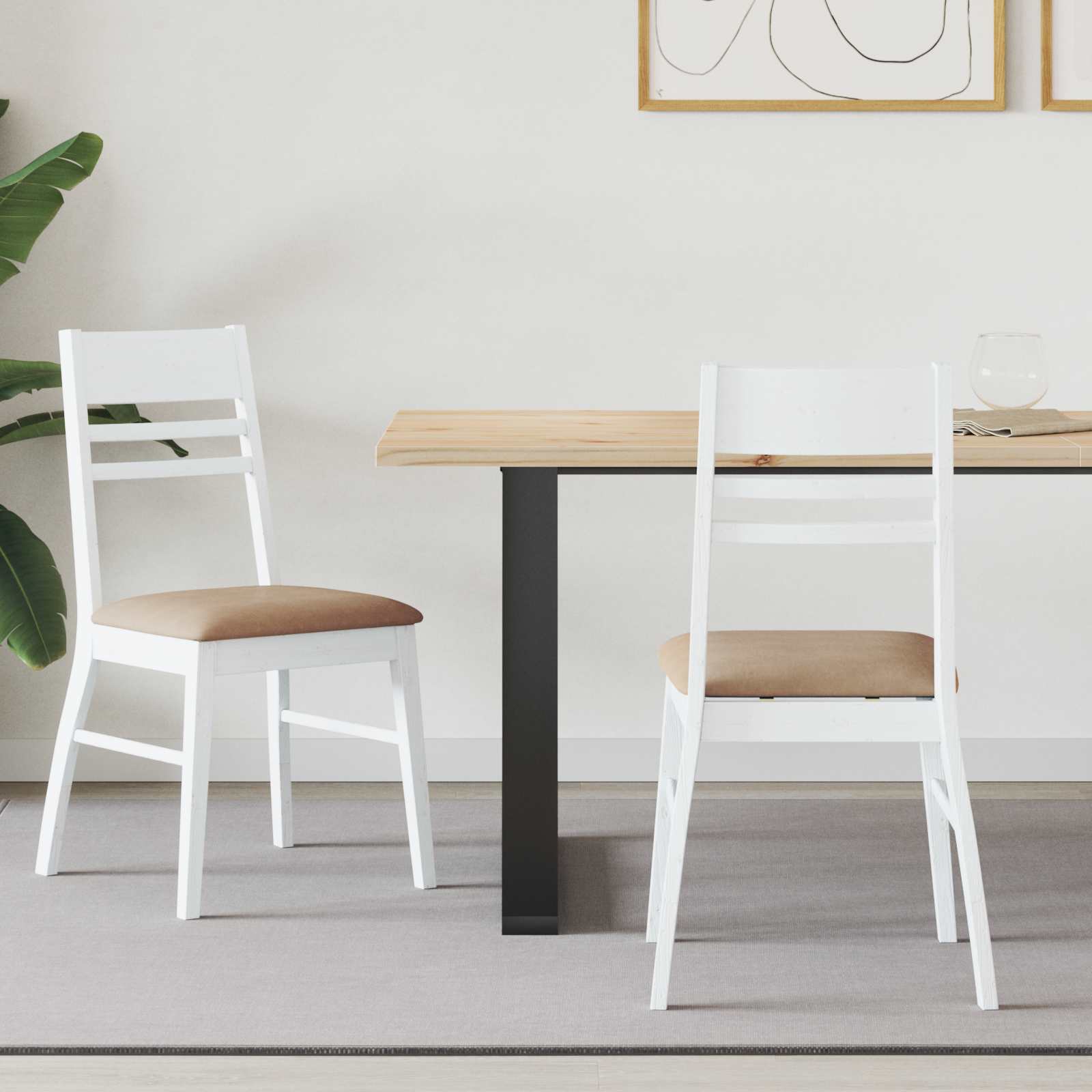 vidaXL Dining Chairs 2 pcs Solid Rubber Wood White 43 x 54 x 89 cm 1