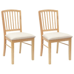 vidaXL Dining Chairs 2 pcs Solid Rubber Wood Natural 50 x 52.5 x 91 cm 2