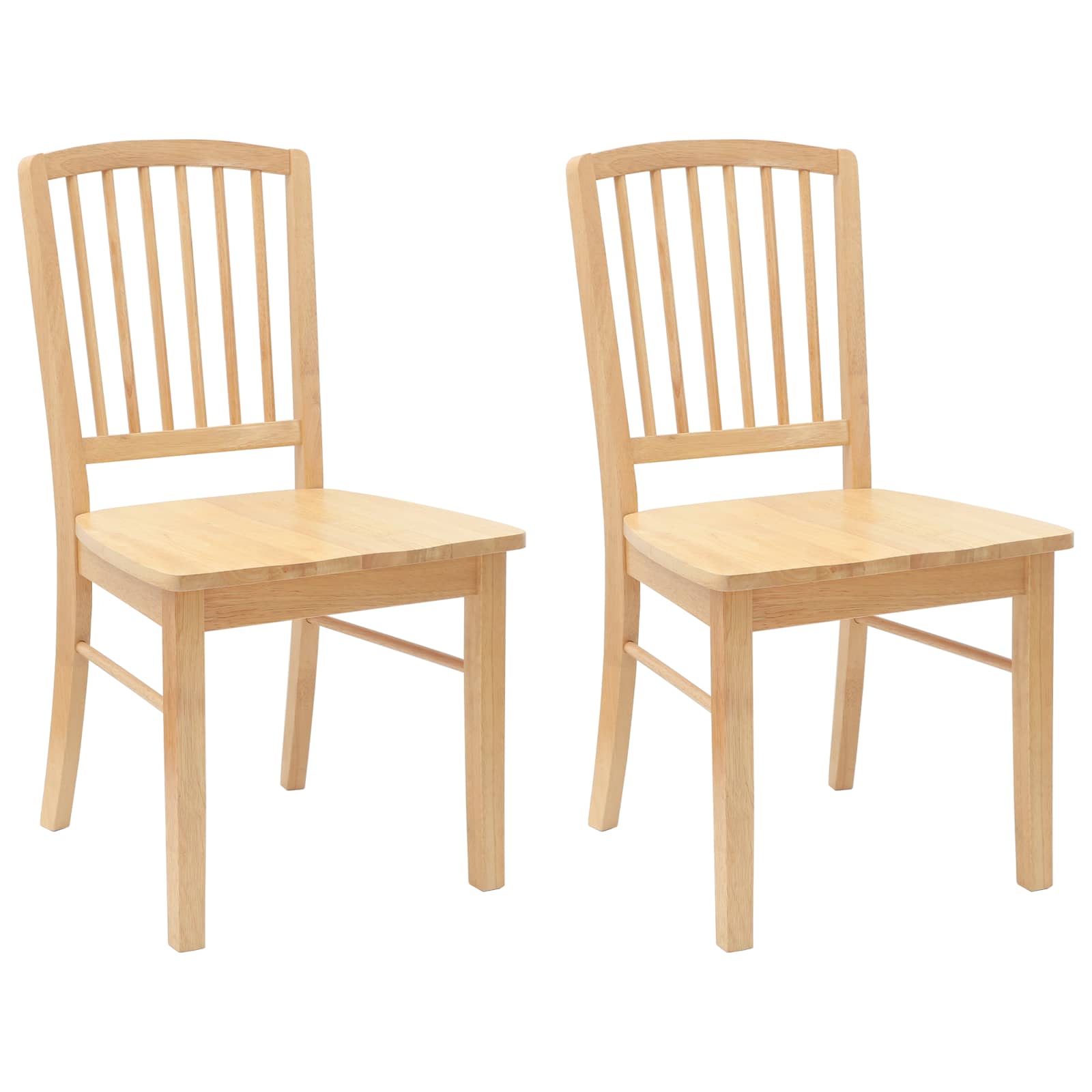 vidaXL Dining Chairs 2 pcs Solid Rubber Wood Natural 50 x 52.5 x 91 cm 2