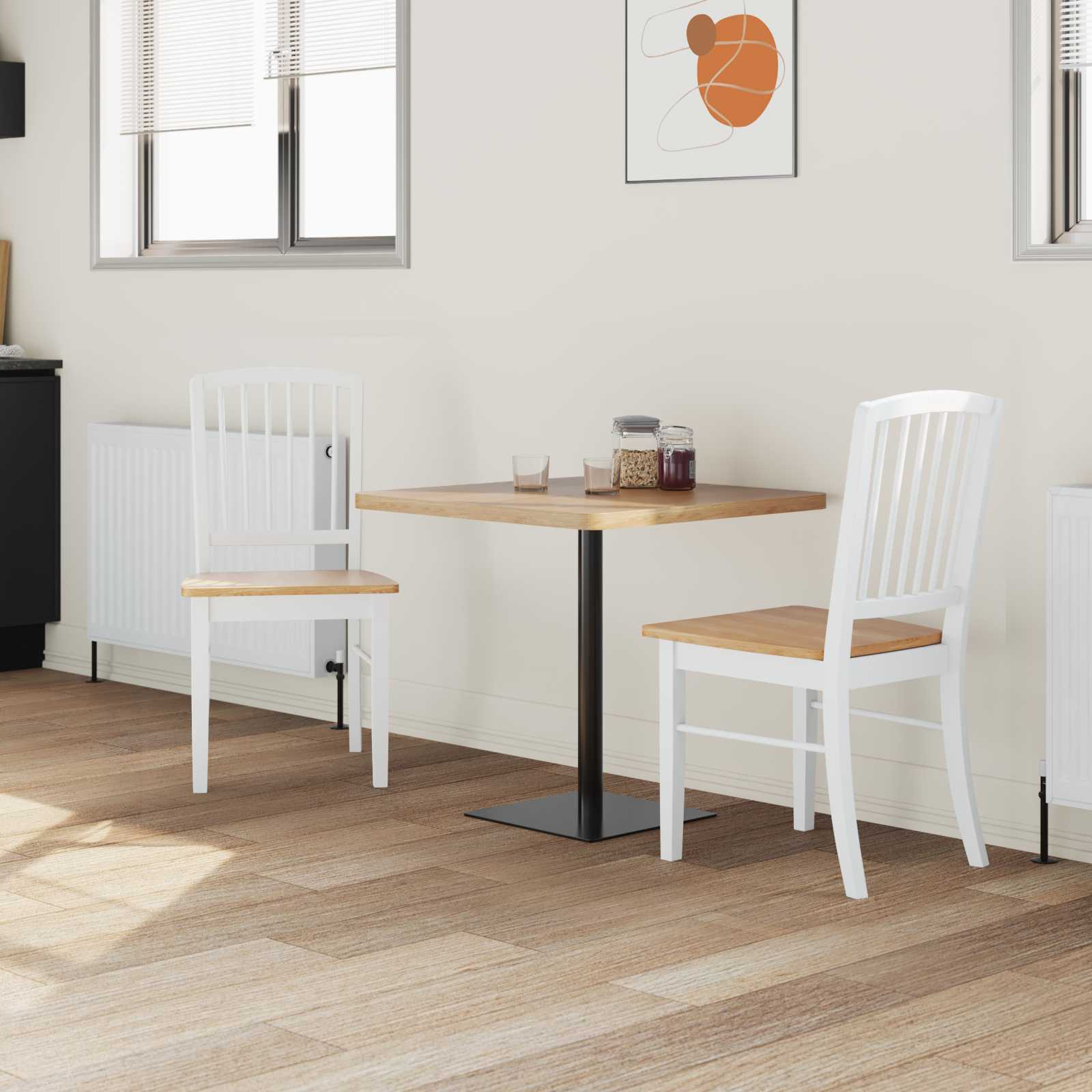 vidaXL Dining Chairs 2 pcs Solid Rubber Wood White 50 x 52.5 x 91 cm 3