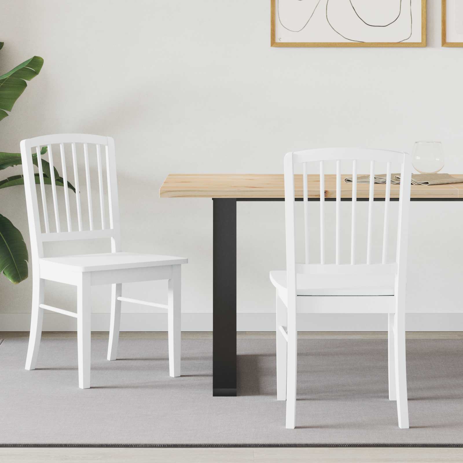 vidaXL Dining Chairs 2 pcs Solid Rubber Wood White 50 x 52.5 x 91 cm 1