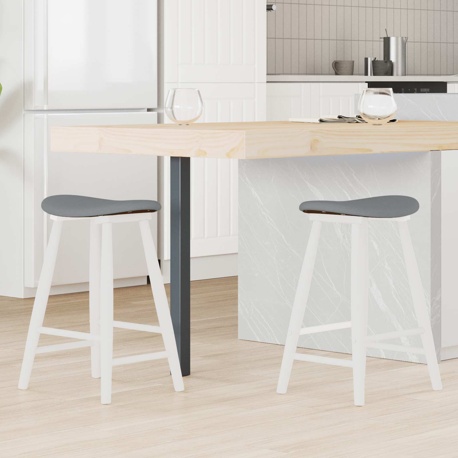 vidaXL Dining Chairs 2 pcs Solid Rubber Wood White 46 x 37 x 63 cm 1