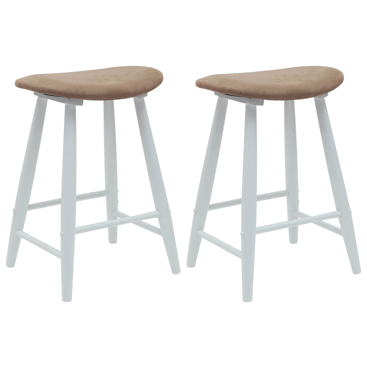 Dining Chairs 2 pcs Solid Rubber Wood White and brown