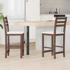 Dining Chairs 2 pcs Solid Rubber Wood White 40 x 47.5 x 99.5 cm Light brown and light