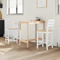 Dining Chairs 2 pcs Solid Rubber Wood White 40 x 47.5 x 99.5 cm White and natural