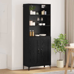 Highboard 69.5 x 34 x 180 cm Engineered Wood Black Oak 2 wood doors