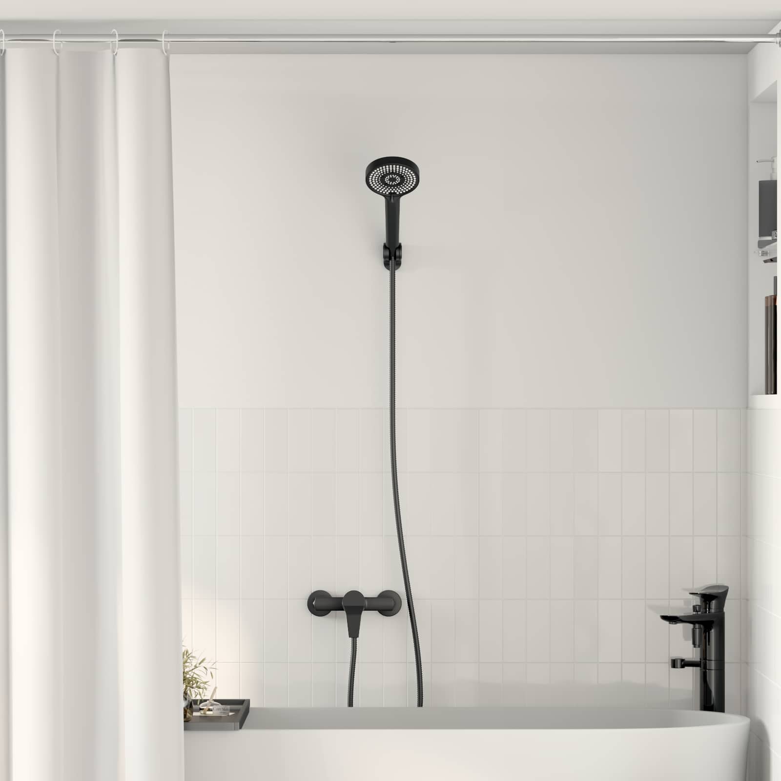vidaXL Shower Head Set Black G 1 / 2 inches Brass 1