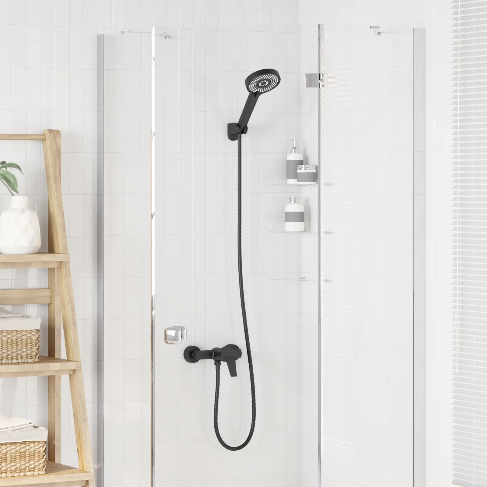 vidaXL Shower Head Set Black G 1 / 2 inches Brass 3