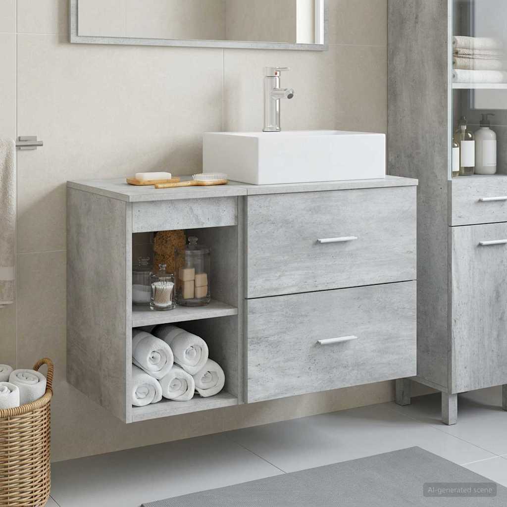 Bathroom Cabinet Set 2 pcs 79.5 x 41 x 79.5 cm Concrete grey