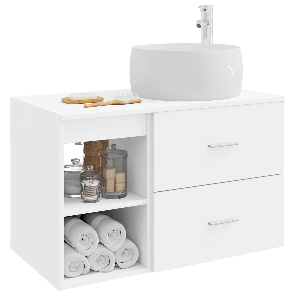 Wall-mounted Bathroom Cabinet Set 2 pcs White