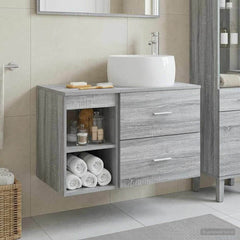 Wall-mounted Bathroom Cabinet Set 2 pcs Grey sonoma