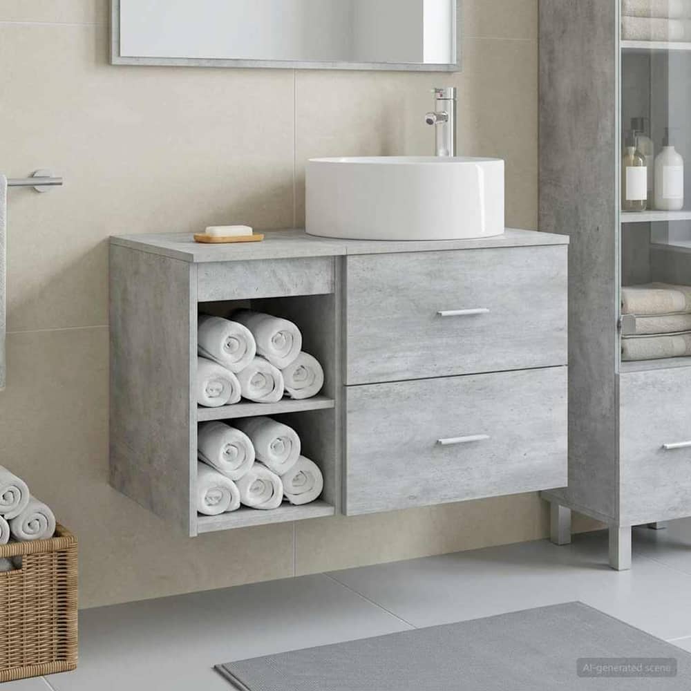 Bathroom Cabinet Set 2 pcs 79.5 x 44.5 x 80 cm Concrete grey