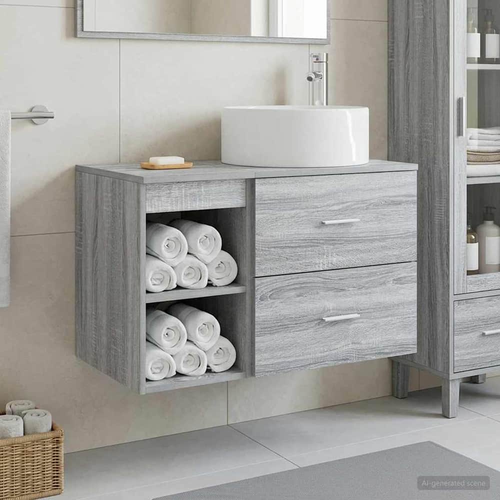 Bathroom Cabinet Set 2 pcs 79.5 x 44.5 x 80 cm Grey sonoma