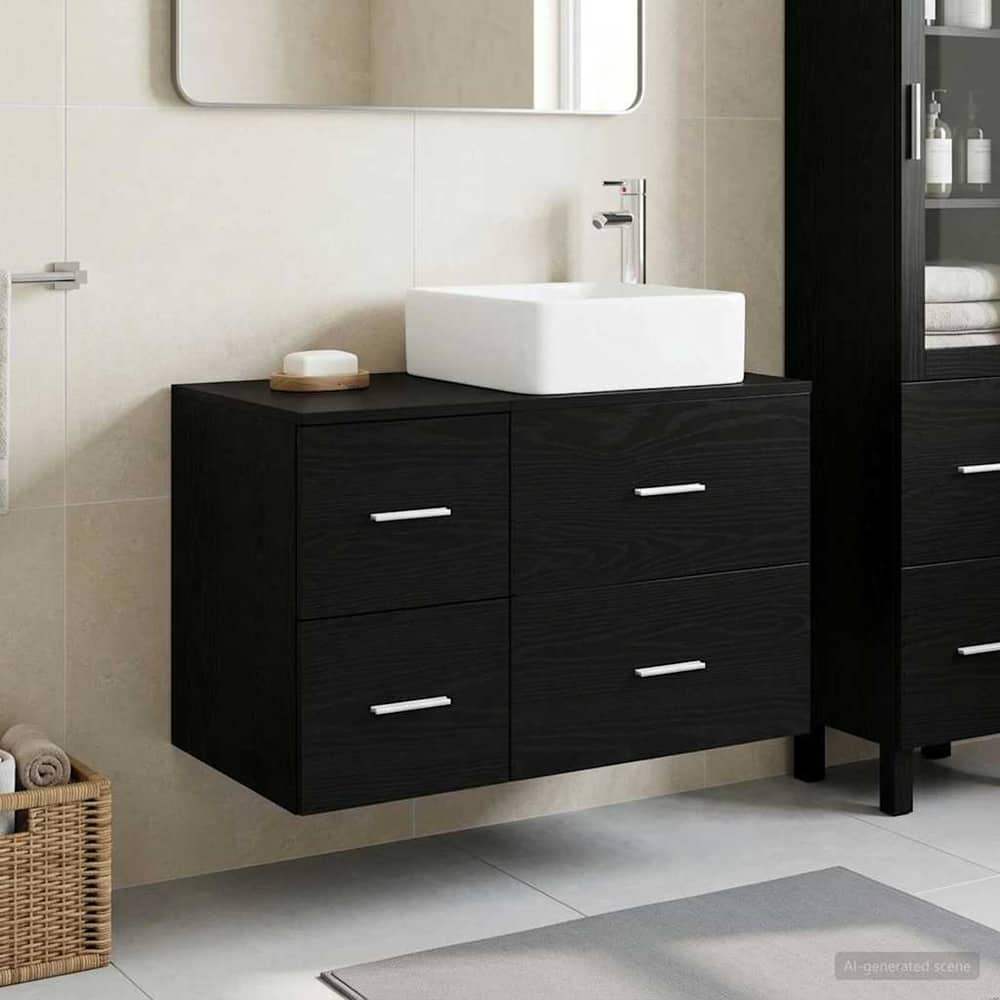 Bathroom Cabinet Set 2 pcs 79.5 x 41 x 80 cm Black oak
